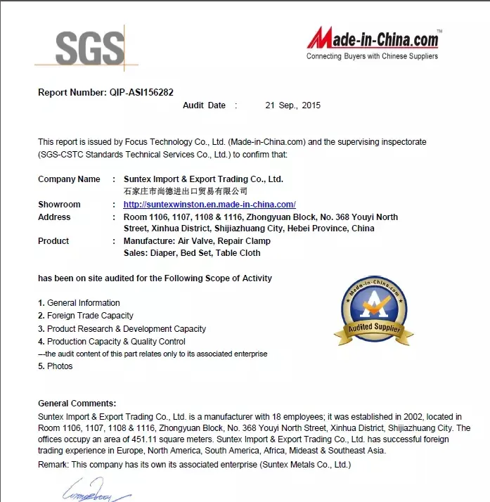 Quality Standard Certificate