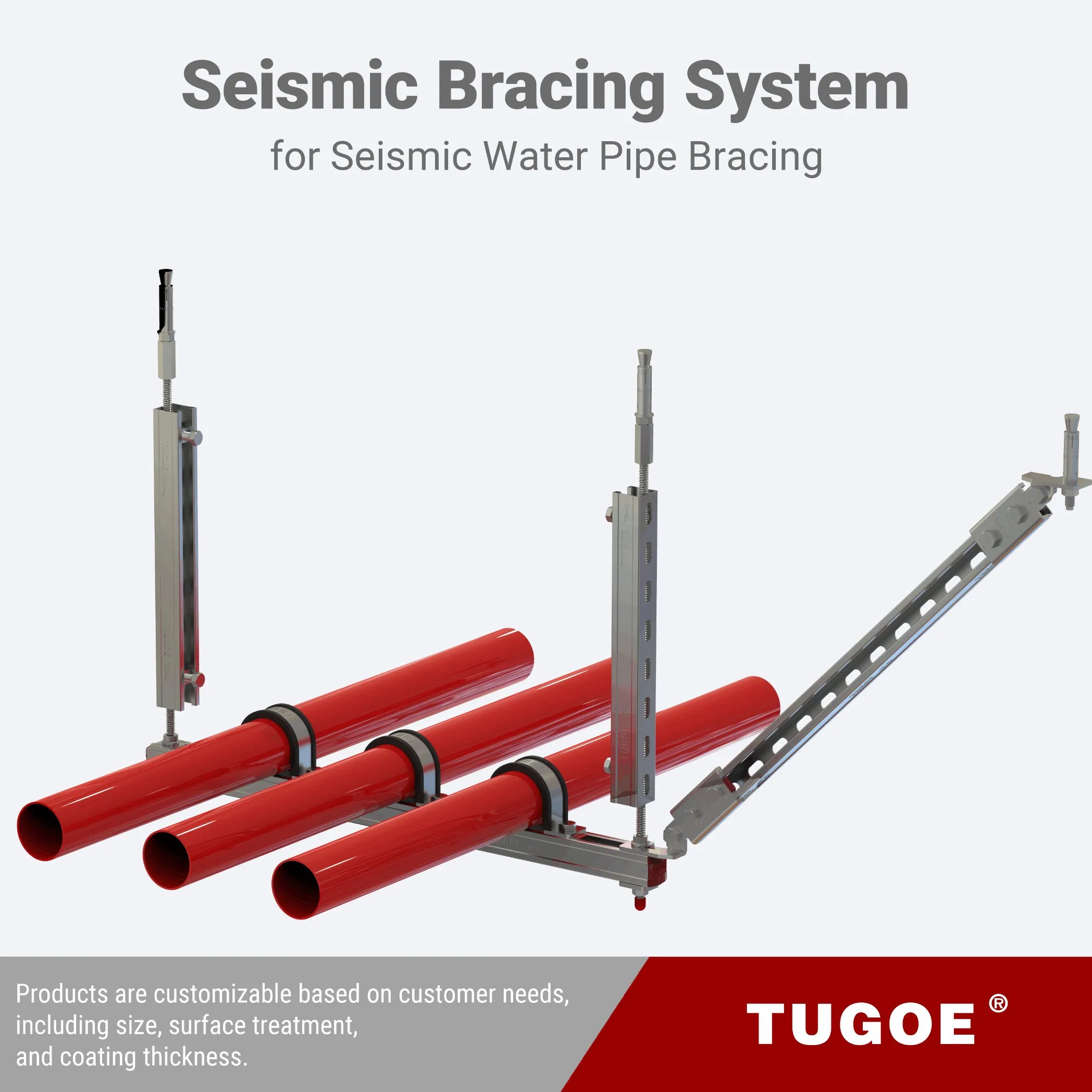 Strut Channel Adjustable Seismic Support for Water Pipe Systems