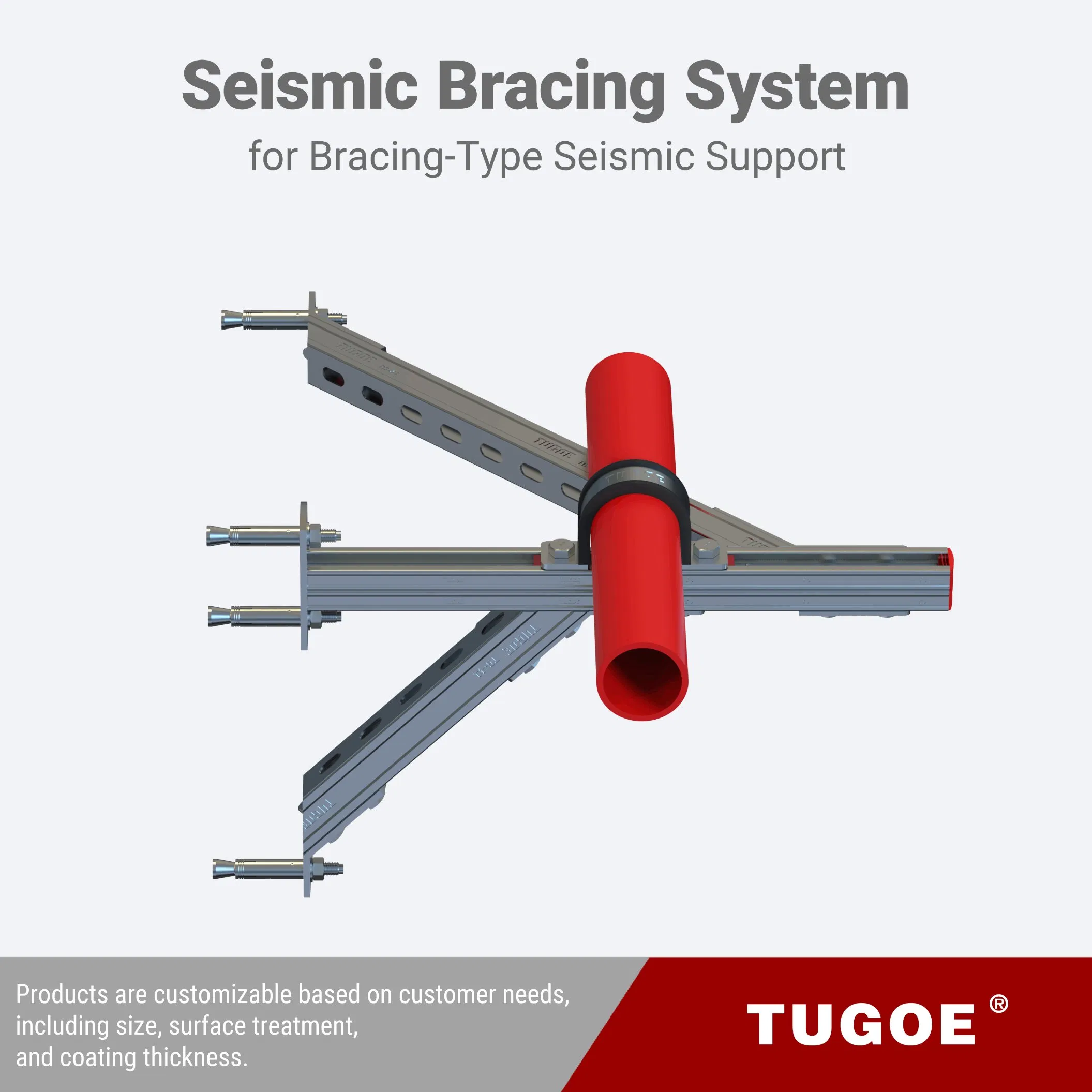 Strut Channel Adjustable Seismic Support for Water Pipe Systems