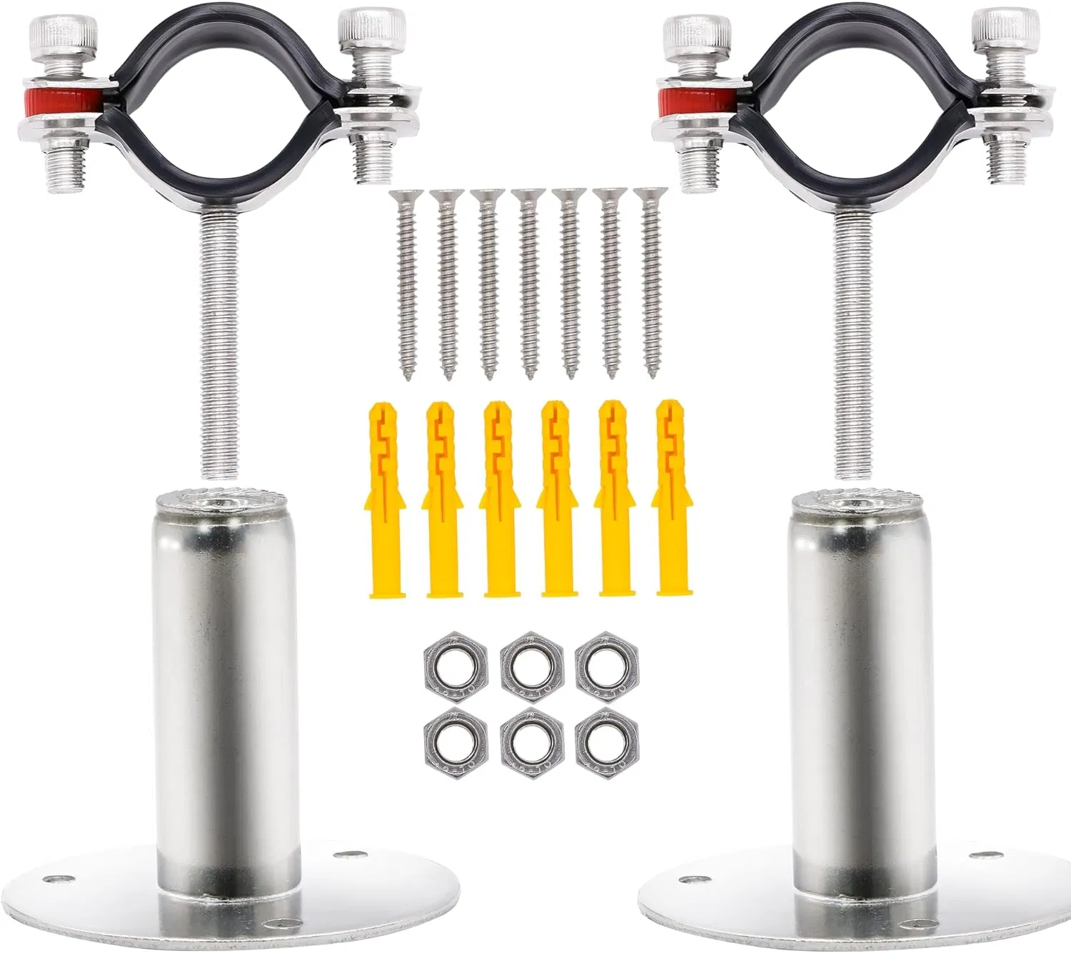 Wall Mount Ceiling Mount Pipe Support Clamp, 2 Inch Adjustable Stainless Steel Pipe Support Bracket