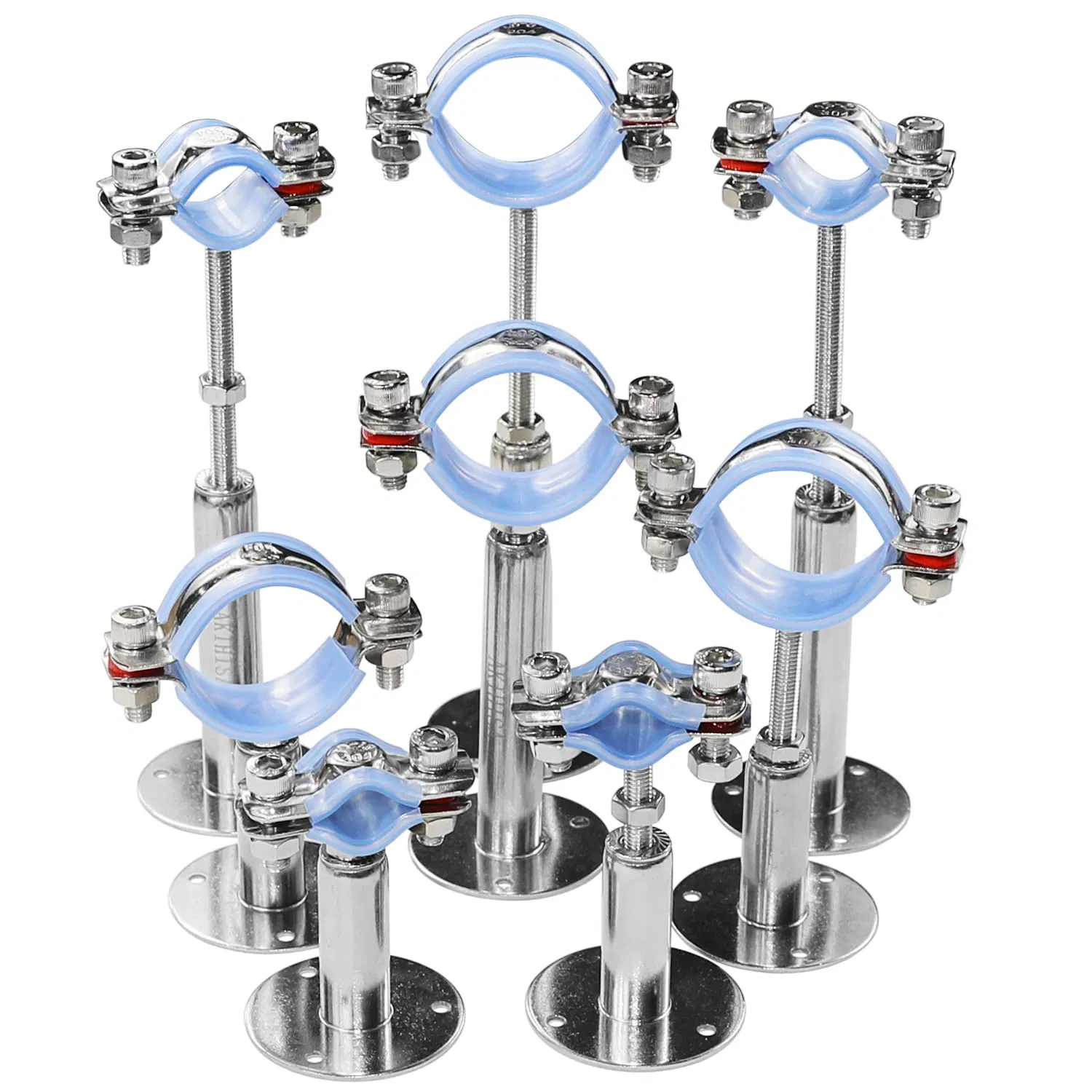 Wall Mount Ceiling Mount Pipe 304 Stainless Steel Pipe Supports Pipe Standoff Adjustable Height 100-200mm