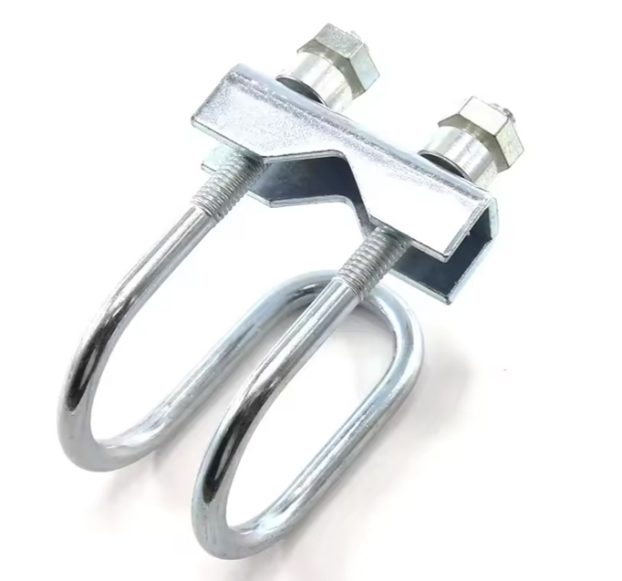Double U-Bolt Pipe Clamp Support Rod Clamping Single-Pole Channel Accessory Pipe Frame Seismic Swaying Support Lateral Support