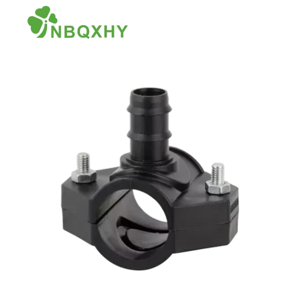 Hot Sales Pipe Fitting Female Thread PP Clamp Saddle with Reinforcing Ring