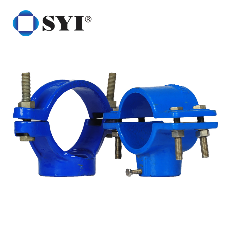 Syi Factory Directly Sale Ductile Iron Tapping Saddle with Ss Band Strapped for Di/Steel Pipe
