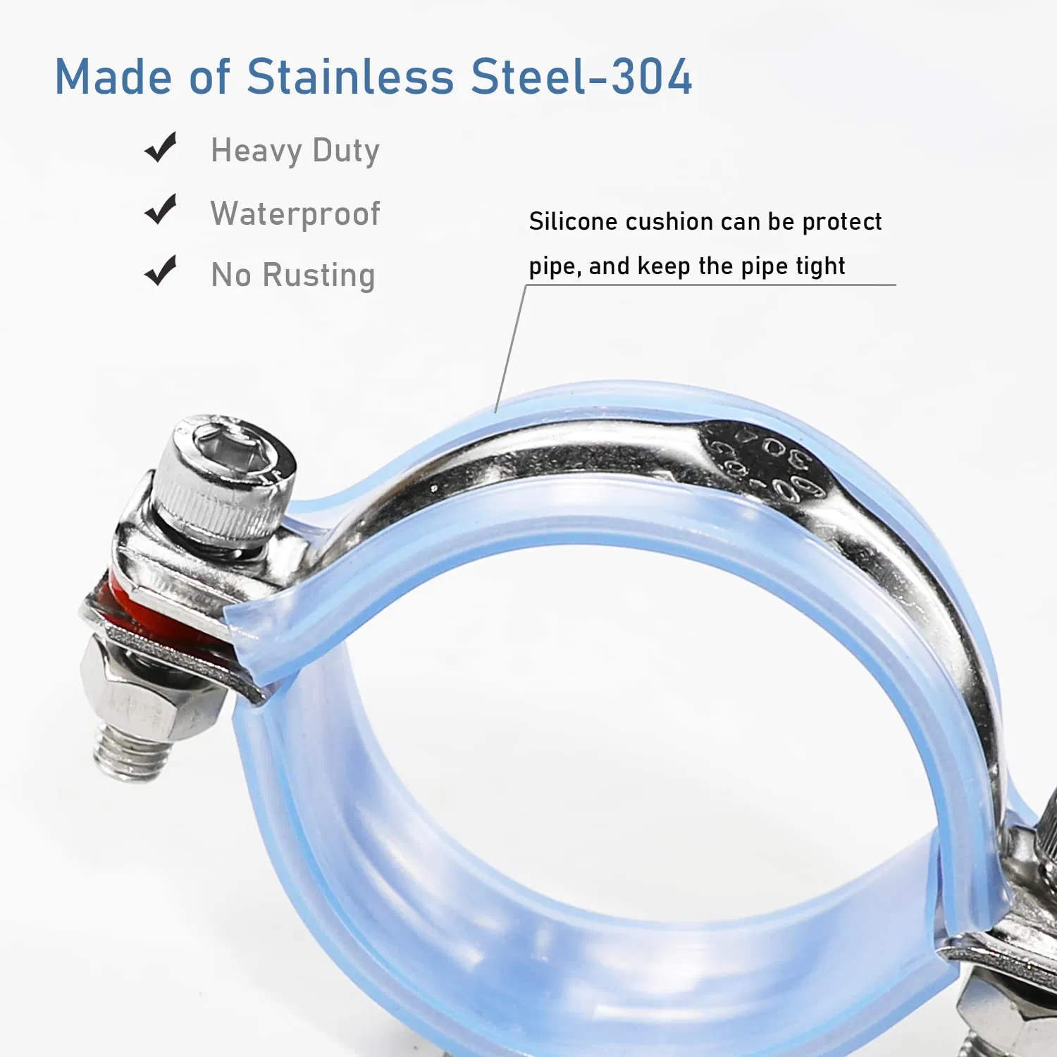 304 Stainless Steel Split Ring Pipe Hanger Heavy-Duty Pipe-Supports