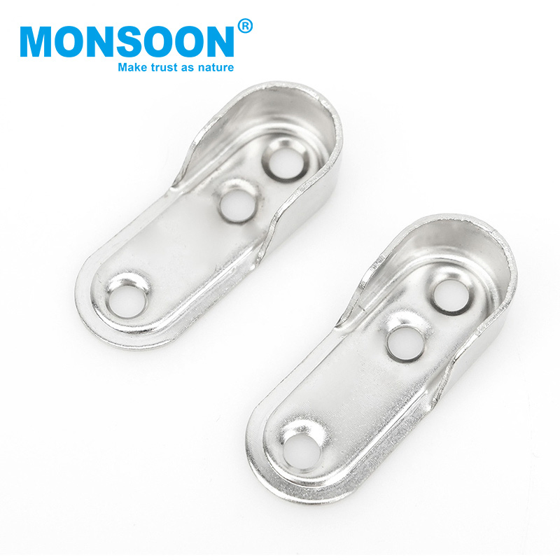 Kitchen Accessories Pipe Fitting Zinc Alloy Chrom Plated Clothes Hanging Closet Rail Round Tube Holder Wardrobe Tube Supports for Oval Tube