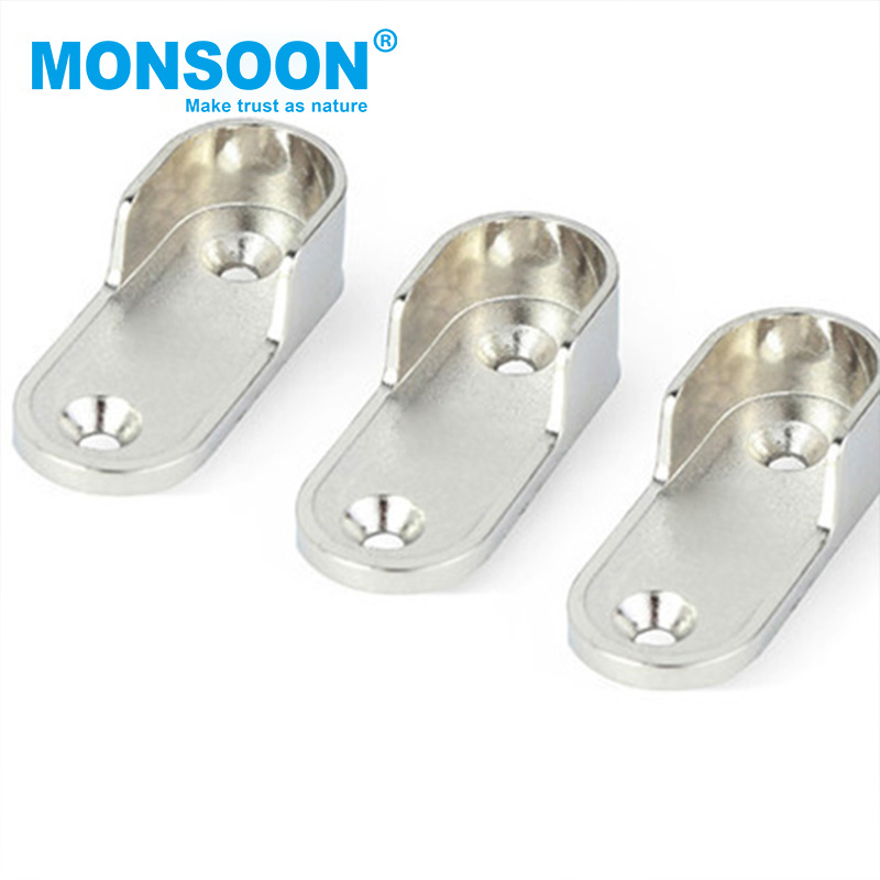 Kitchen Accessories Pipe Fitting Zinc Alloy Chrom Plated Clothes Hanging Closet Rail Round Tube Holder Wardrobe Tube Supports for Oval Tube