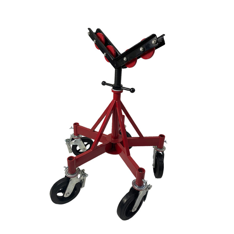 H406 Big Pipe Roller V Head Caster Wheels Five Legs Pipe Jack Stand Support