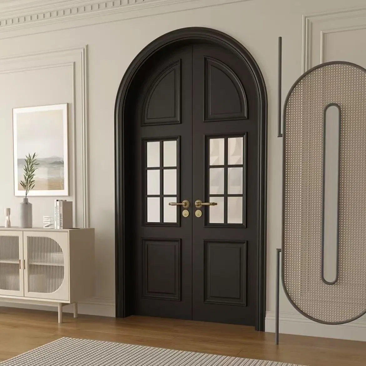 Glass Wooden Exterior Metal Door