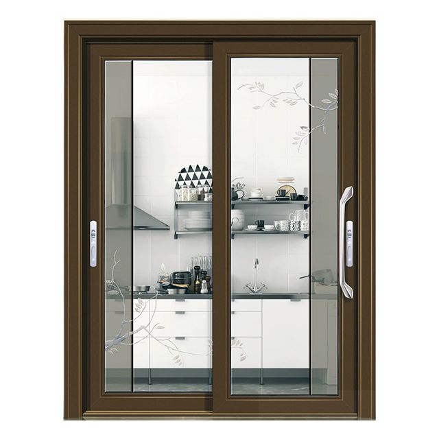 Aluminium Double Glass Sliding Doors with Stainless Steel Security Mesh