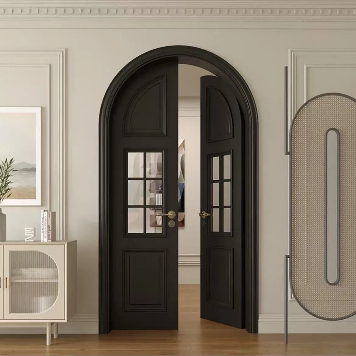 Glass Wooden Exterior Metal Door