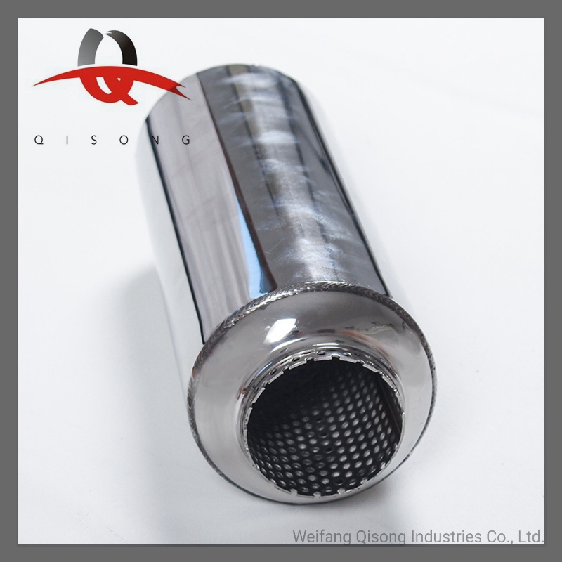 [Qisong] Auto Parts Stainless Steel Car Universal Glasspack Resonator Tornado Muffler Spiral Muffler