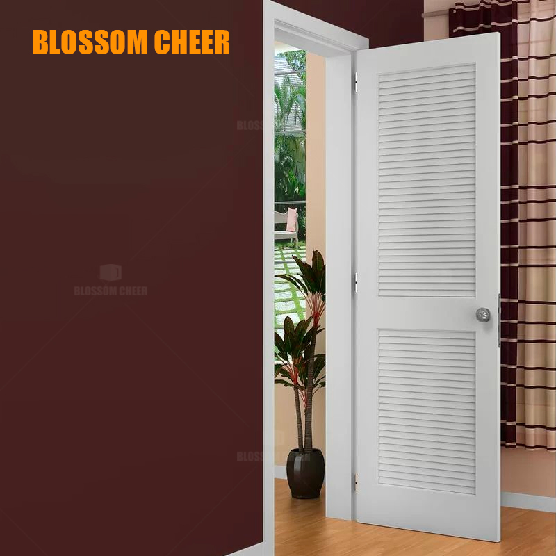 Premium Solid Wood Veneer Louvered Closet Door for Stylish Storage