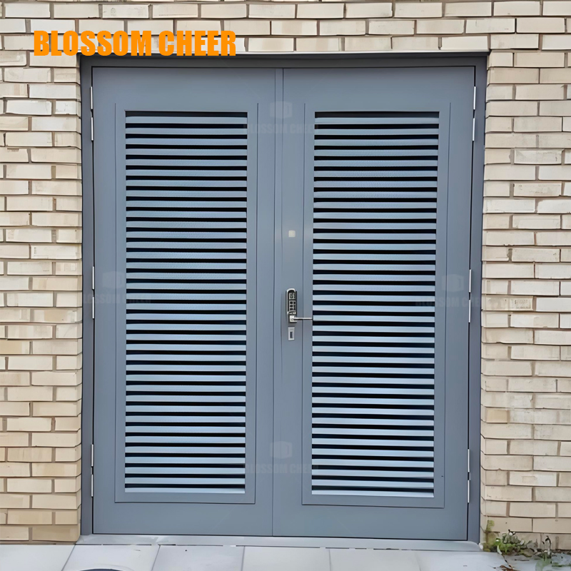 Premium Solid Wood Veneer Louvered Closet Door for Stylish Storage