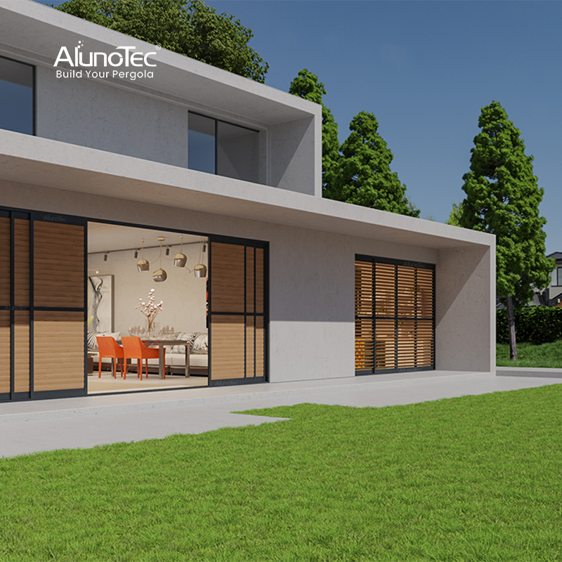 AlunoTec Customized UV Protection Aluminum Sliding Louvered Panel Door