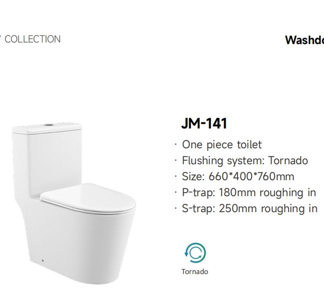 Washdown Tornado One Piece Ptrap/Strap 250mm Ceramic Toilet for Middle East
