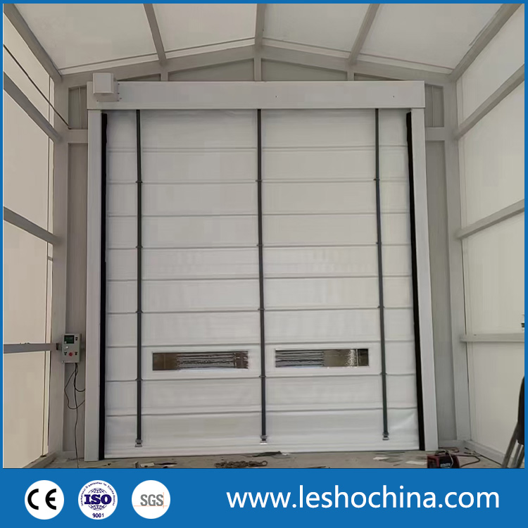Industrial Wind Resistant Plastic PVC Fabric Rapid Folding up Roller Shutter Automatic High Speed Fast Acting Rolling up Gate Stacking Door for Warehouse Garage