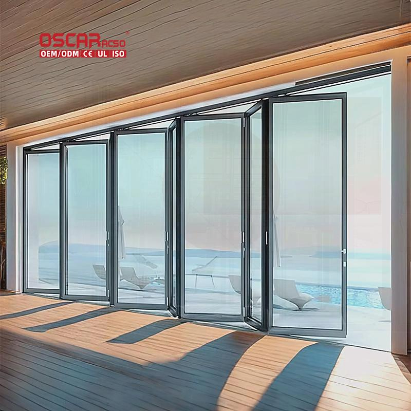 Foldable Motorized Retractable Folding Louvered Roof Pergola Durable Luxury out Waterproof Folding Door