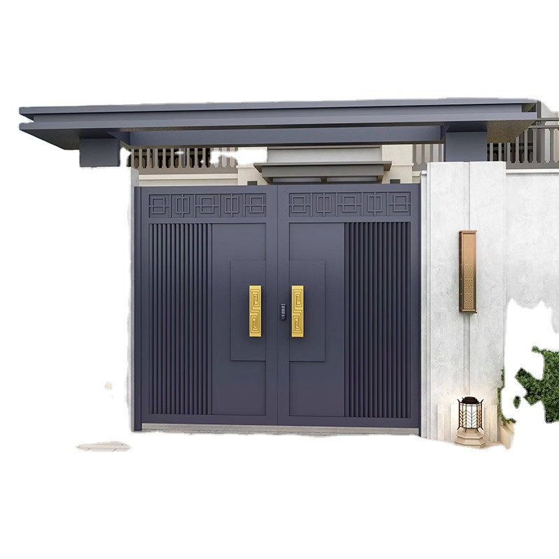 2024 New Design Metal Security Steel Single Iron Exterior Embossed Sun-Protected Asian Doors for Home Houses