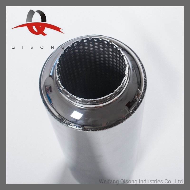 [Qisong] Auto Parts Stainless Steel Car Universal Glasspack Resonator Tornado Muffler Spiral Muffler
