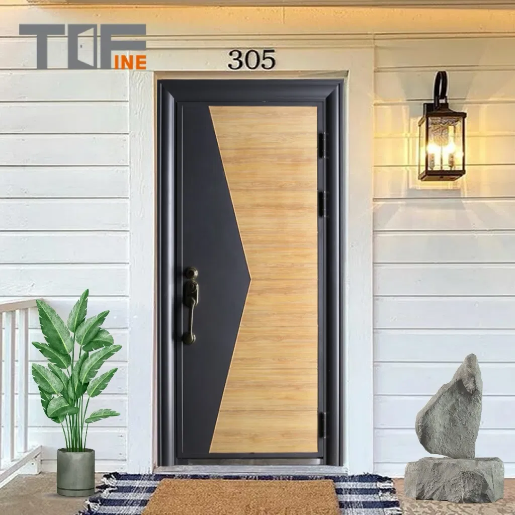 Security Entrance Anti-Theft Wooden Color Metal Steel Door
