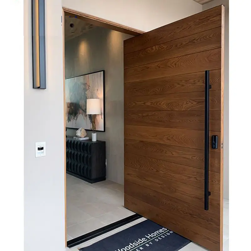 Cbmmart Solid Rubber Wood Main Interior Entrance Pivot Door with Long Handle