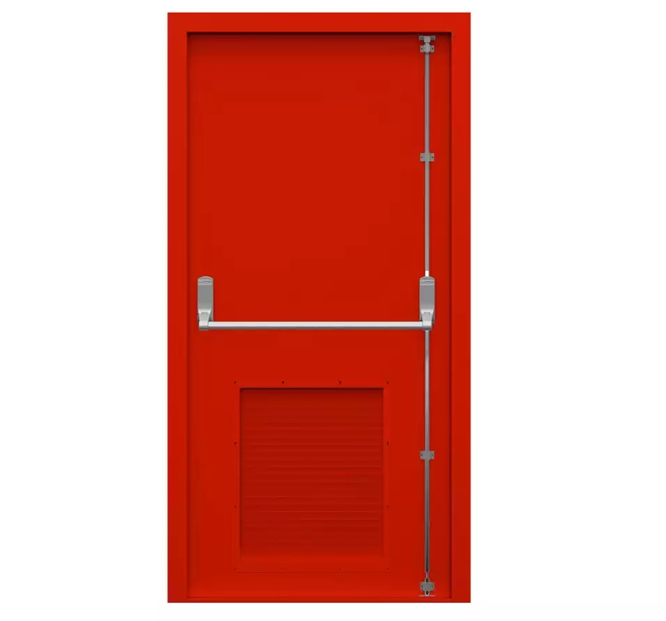 Single Leaf Fire Proof Door with Window and Louver Factory Good Price Louvered Steel Door