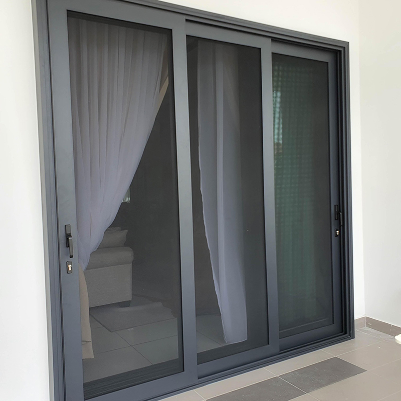 Weather-Resistant Security Sliding Door with Stainless Steel Screen Mesh