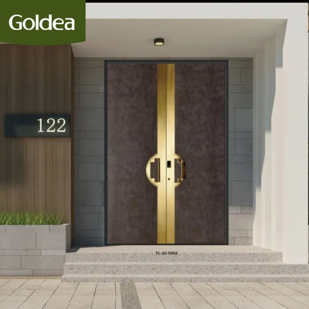 Classic Double Black Sliding Door Inside Black Garage New Design Stainless Steel Metal Firerated Wooden Front Main Door