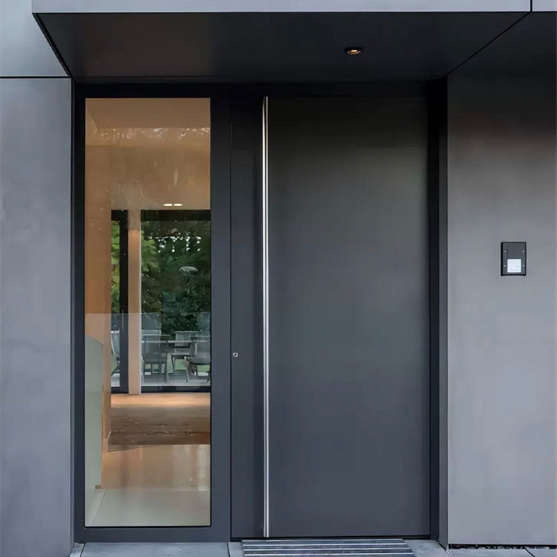 Luxury Modern Exterior Door Stainless Steel Security Entrance with Glass Pivot Door