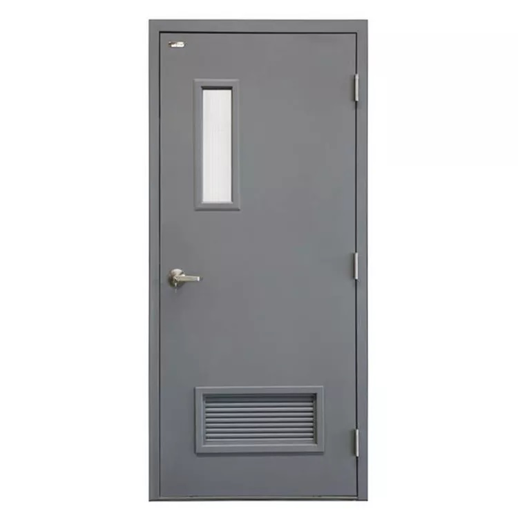 Single Leaf Fire Proof Door with Window and Louver Factory Good Price Louvered Steel Door