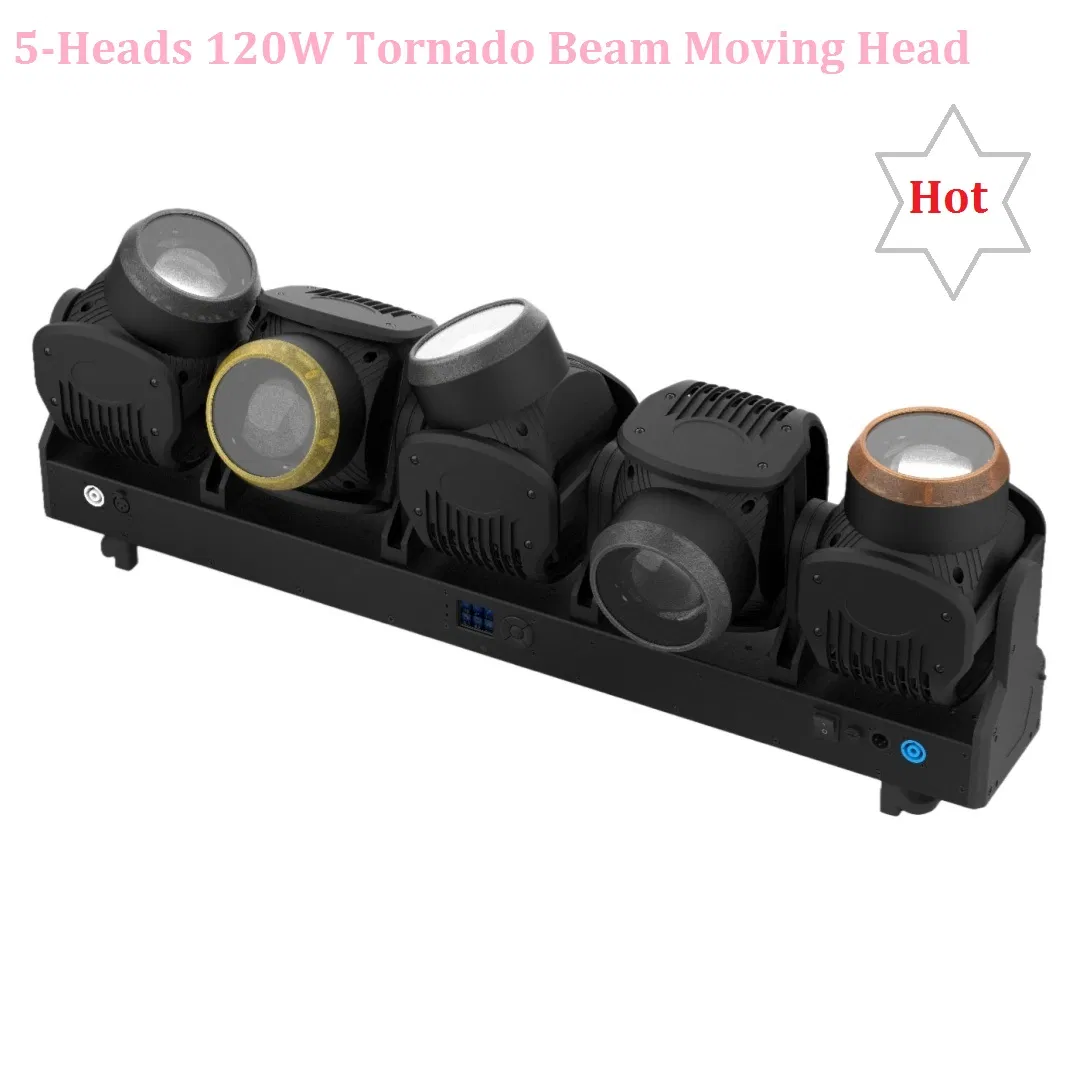 LED Tornado Moving Head Beam 5 Heads 120W RGB Beam Wash DMX Stage Effect Moving Head Lighting