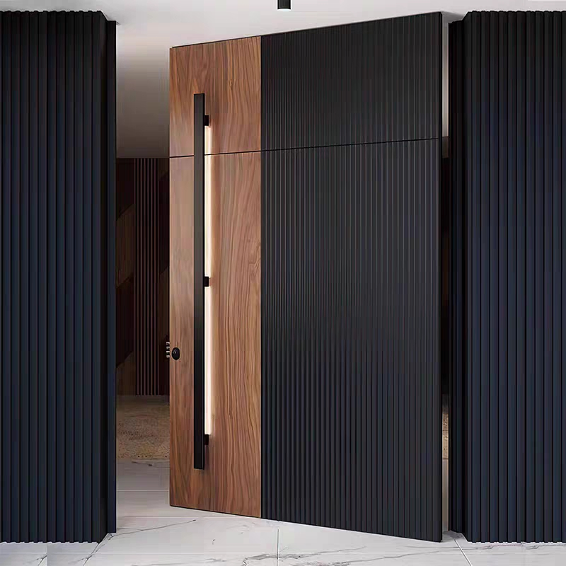 Big Luxury Security Door Entry Modern Stainless Steel Front Entrance Pivot Door Suitable for Use at The Entrances of Hotels, Villas, and Apartments