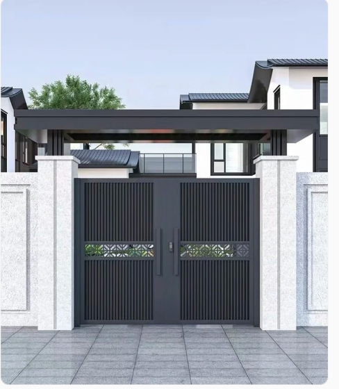 2024 New Design Metal Security Steel Single Iron Exterior Embossed Sun-Protected Asian Doors for Home Houses