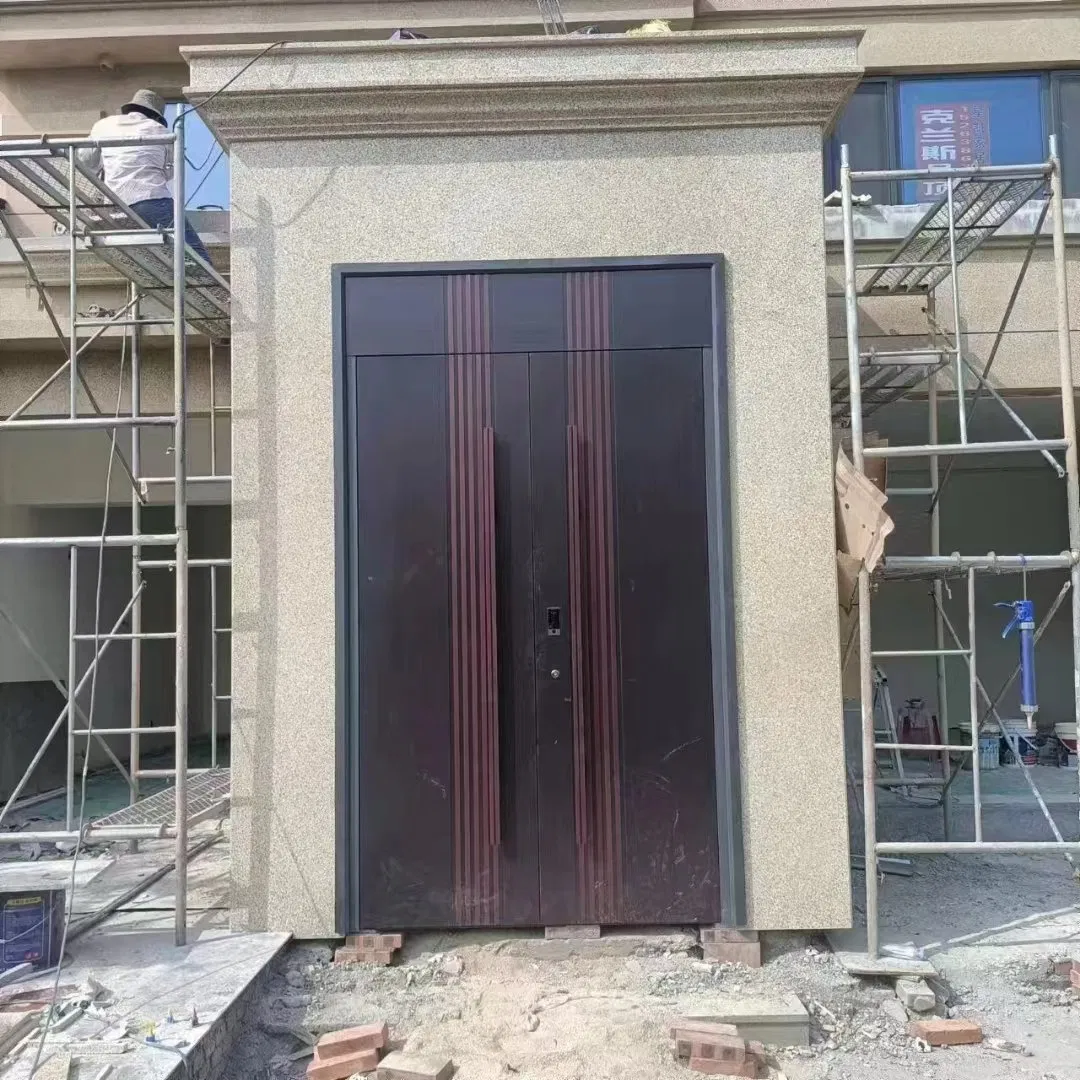 2024 New Design Metal Security Steel Single Iron Exterior Embossed Sun-Protected Asian Doors for Home Houses