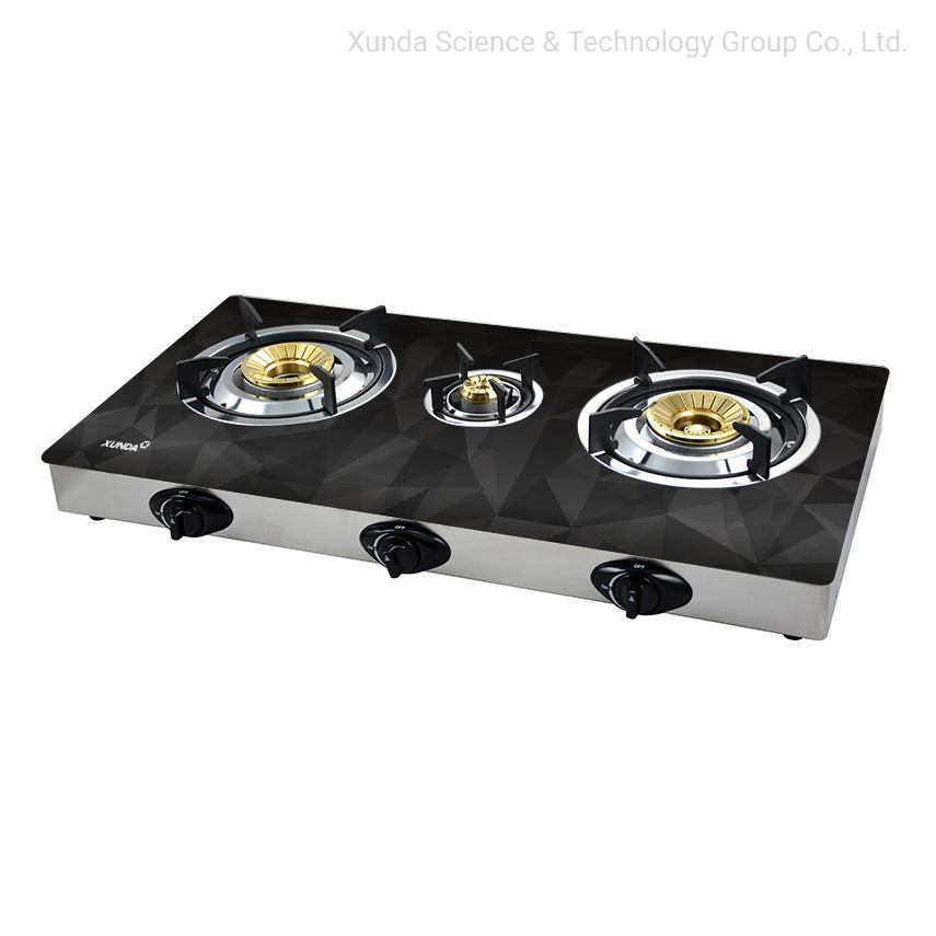 Xunda High Efficiency Tornado Flame Gas Burners 3D Painting Glass Pane Table Top Gas Stove