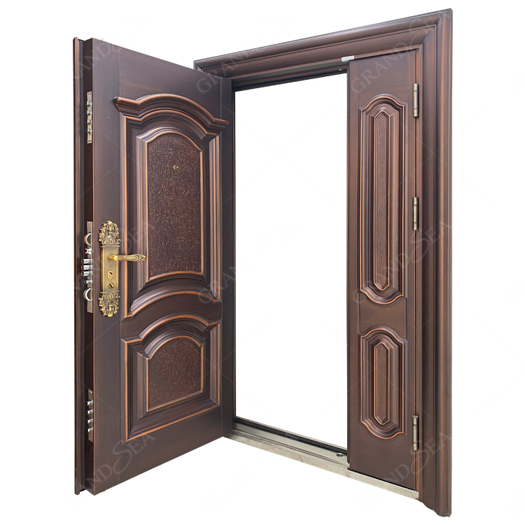 Theftproof Invisible Hinges Apartments Composite External Vault Heat Transfer Painting Steel Security Doors