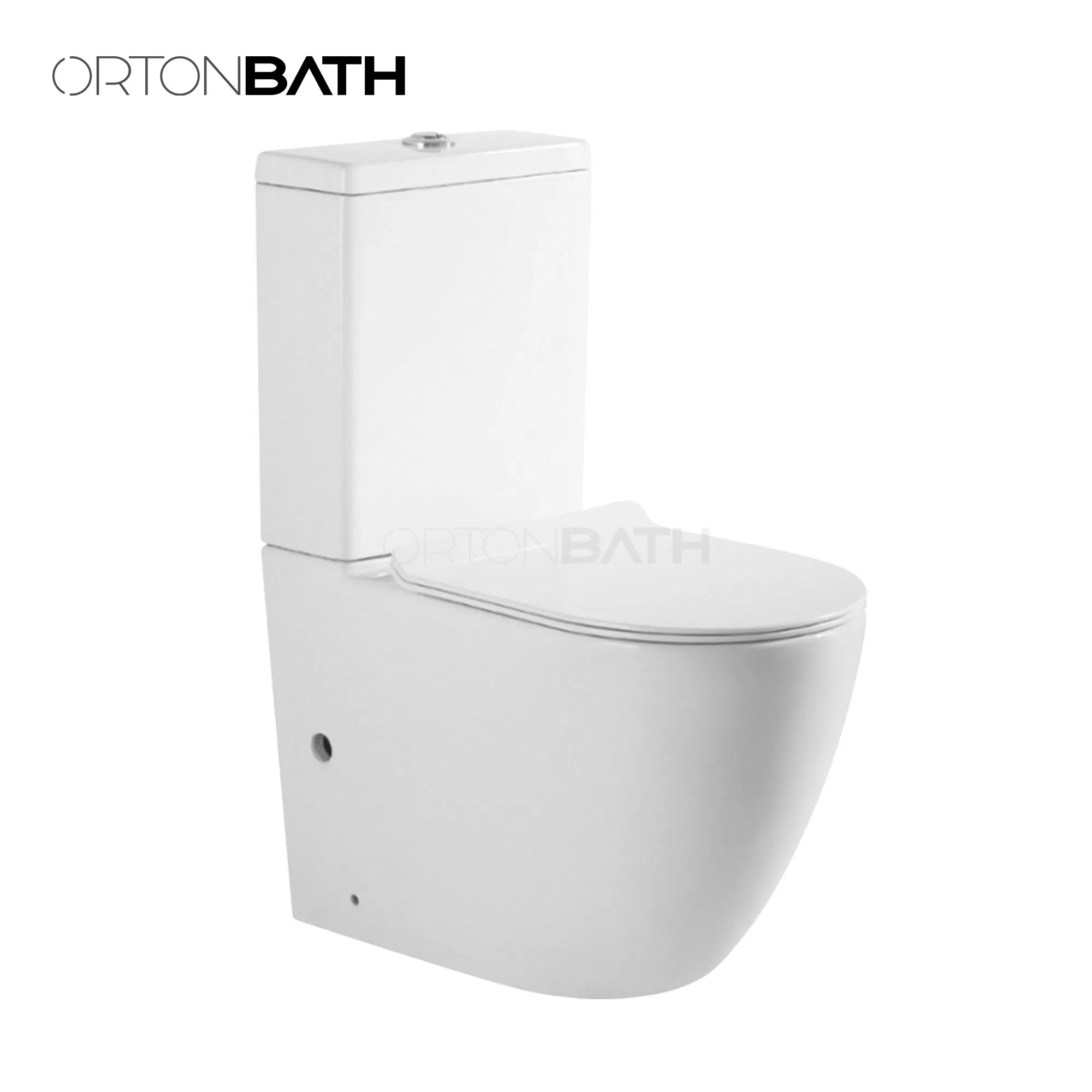 Ortonbath One Hole Tornado Fully Back to Wall Two Piece Ceramic Toilet Sanitary Ware Close Coupled Toilet Bowl Seat P Trap Toilet with Soft Close Seat