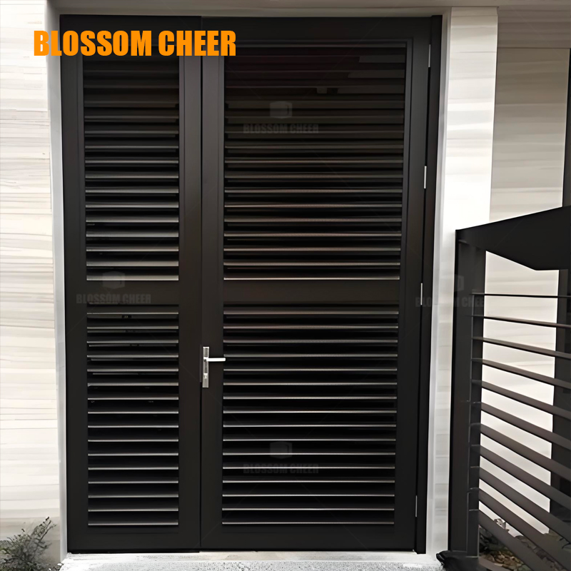 Premium Solid Wood Veneer Louvered Closet Door for Stylish Storage