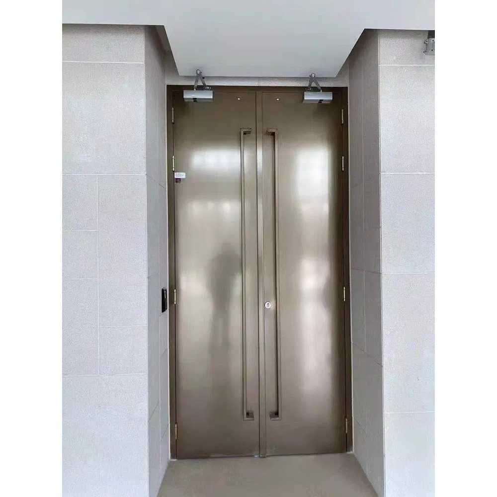 Chinese Factory Exterior Interior Swing Metal Industrial Commercial Single Leaf 90 Minutes Fire Rated Galvanized Steel Industry Door with Fireproof Glass