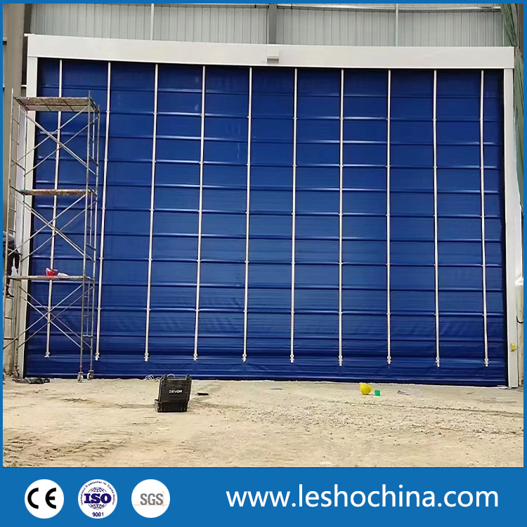 Industrial Wind Resistant Plastic PVC Fabric Rapid Folding up Roller Shutter Automatic High Speed Fast Acting Rolling up Gate Stacking Door for Warehouse Garage
