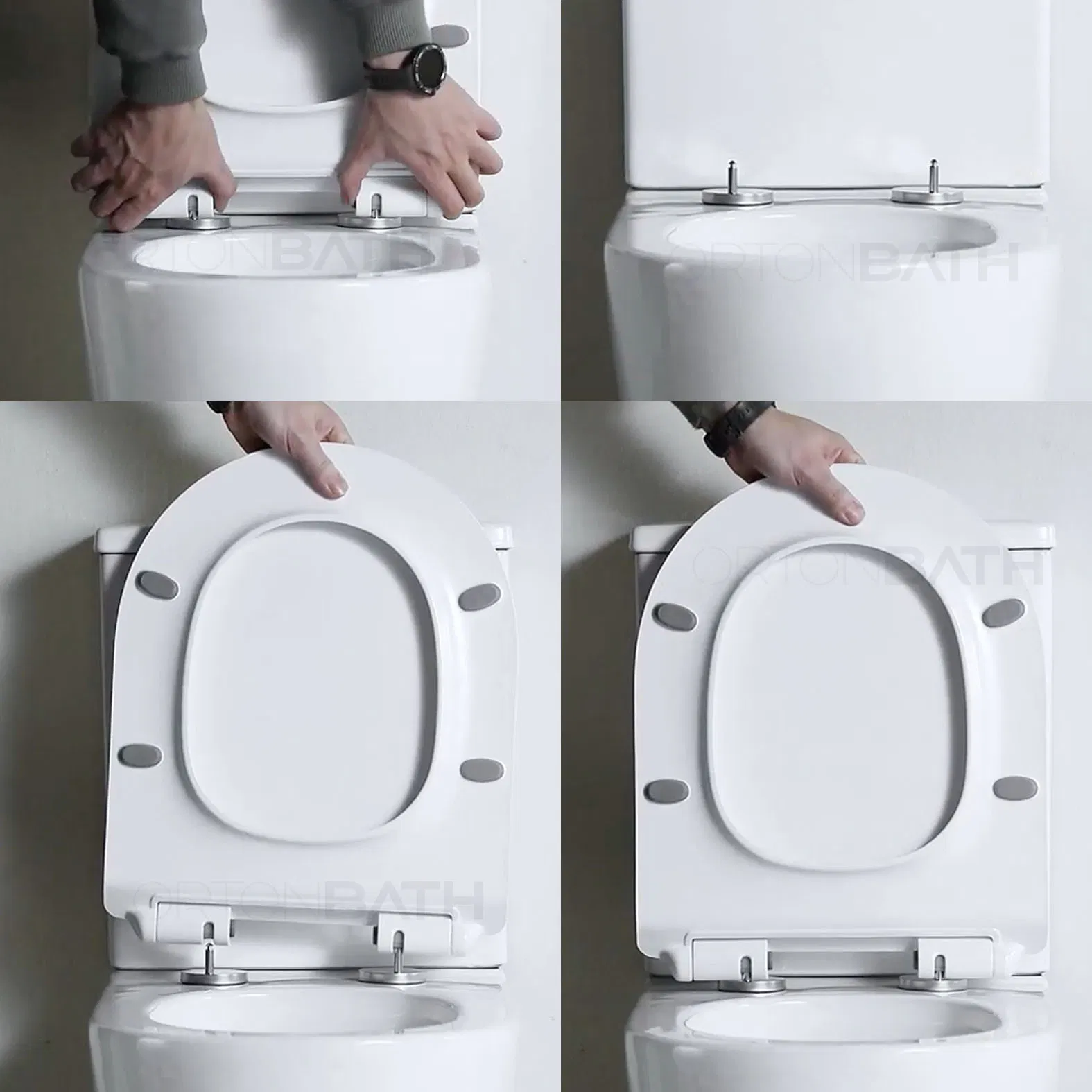 Ortonbath One Hole Tornado Fully Back to Wall Two Piece Ceramic Toilet Sanitary Ware Close Coupled Toilet Bowl Seat P Trap Toilet with Soft Close Seat