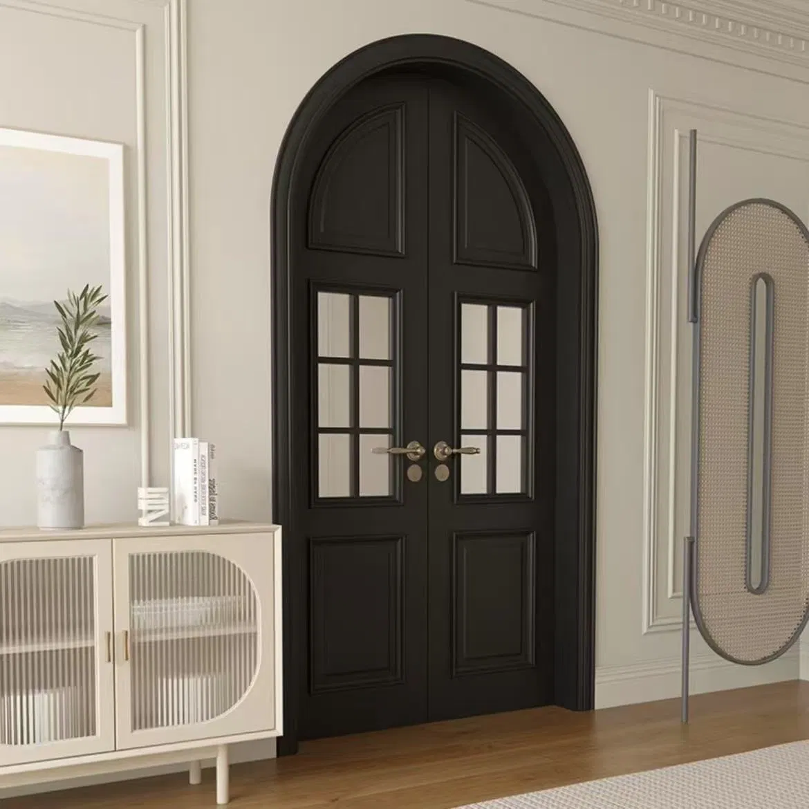 Glass Wooden Exterior Metal Door