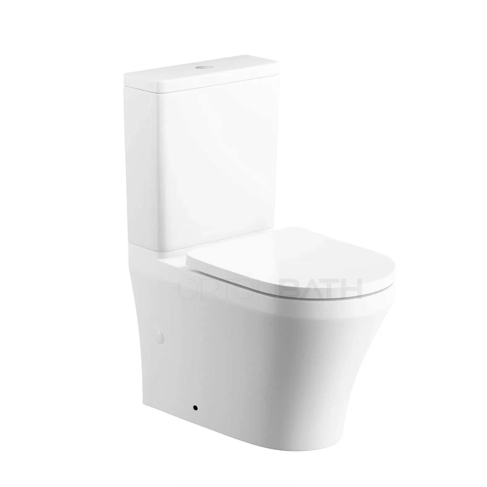 Ortonbath Spain Full Back to Wall Tornado Bathroom Toilet Set Sanitary Ware Single Hole Two Piece Toilet with PP Soft Close Seat Cover