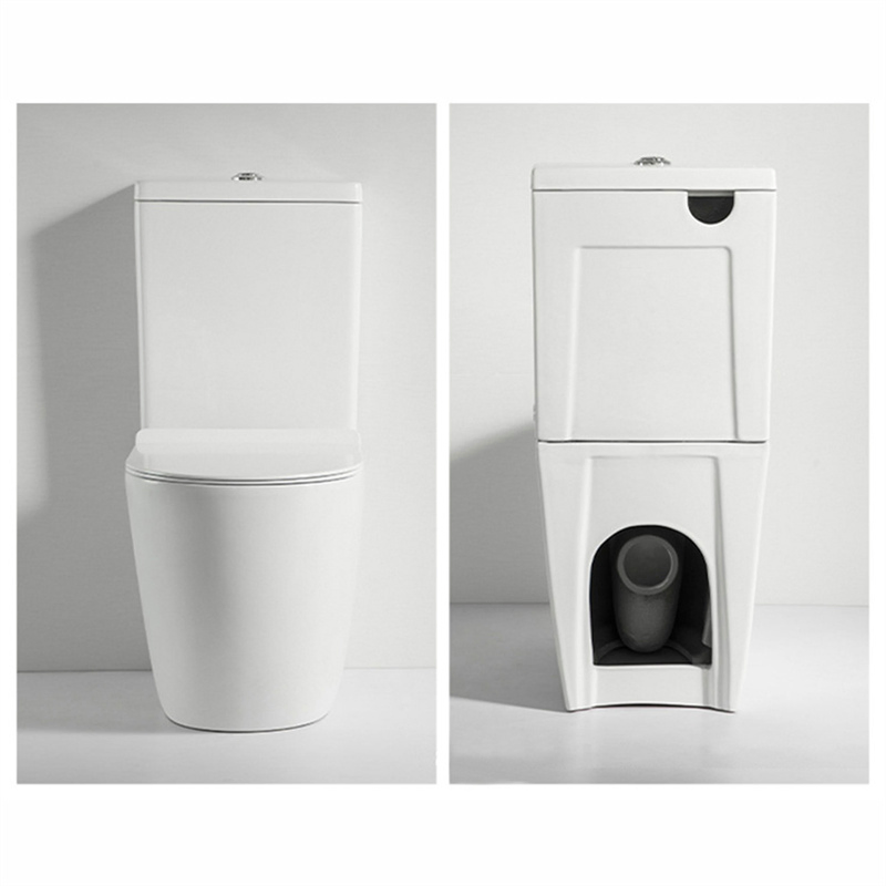 White Color Simple Design Austrilia Hot Sale Floor Mounted Rimless Tornado Flush Oval Shape Bathroom Two Piece Toilet Bowl