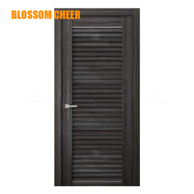 Premium Solid Wood Veneer Louvered Closet Door for Stylish Storage