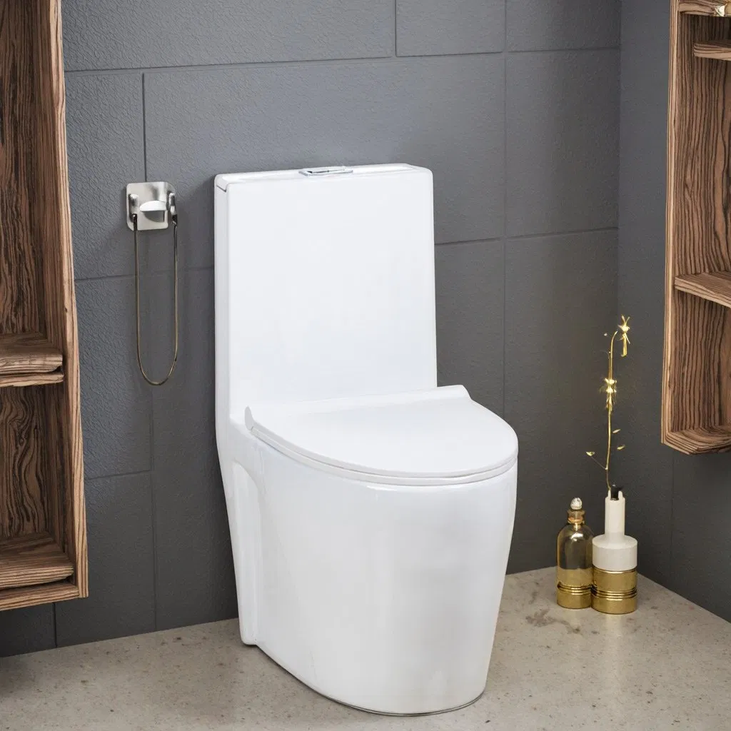 Modern White Siphon Flushing Bathroom Sanitary Ware Ceramic One Piece Wc Toilet with Soft Closing Seat