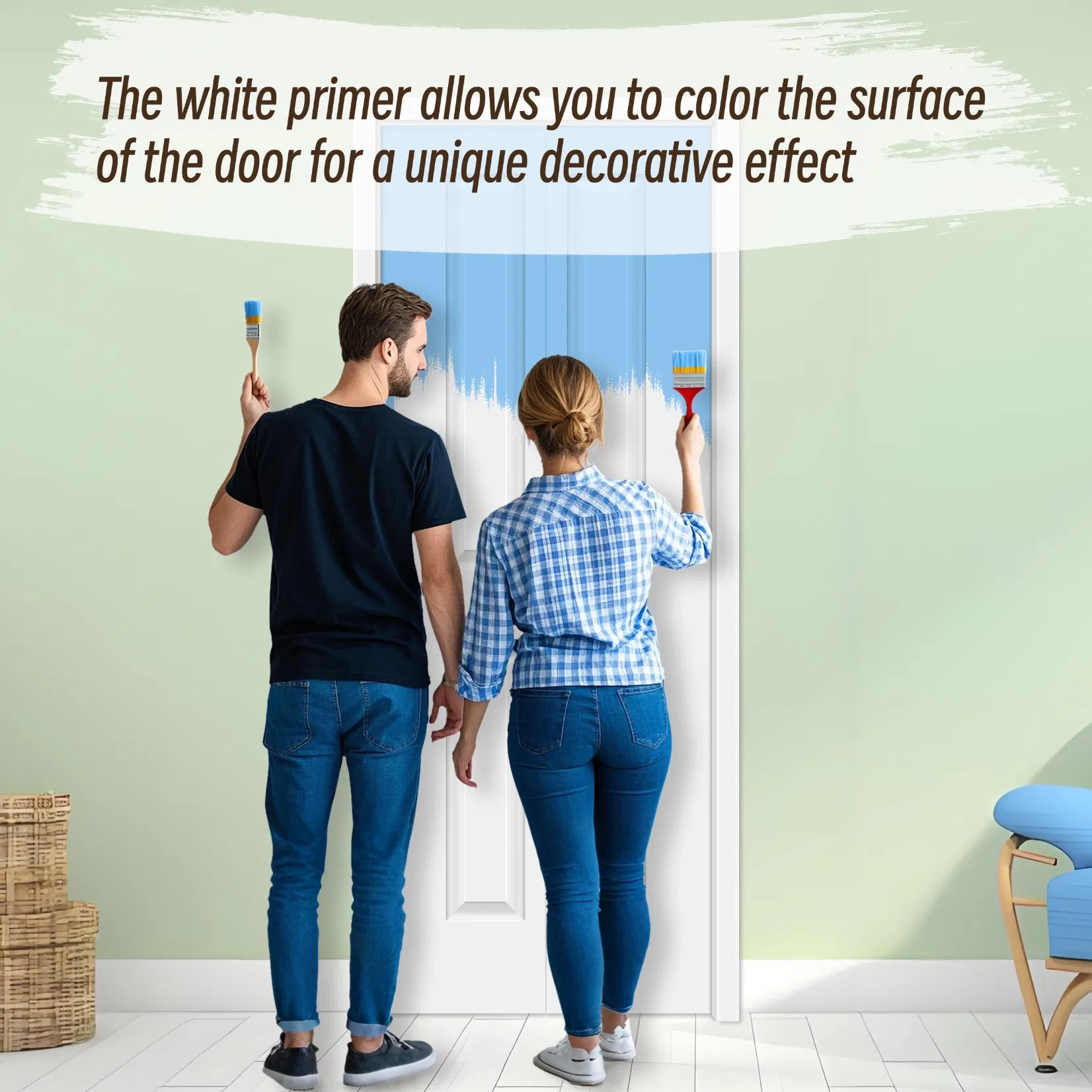 Classic White Primed Internal Bi-Fold Doors for Closet with Half Louvered Panel