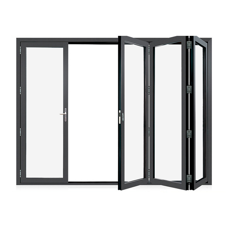Luxury Aluminum Alloy Folding Door Slim Frame Thermal Break Structure and Energy Saving Double Glass Panels Door