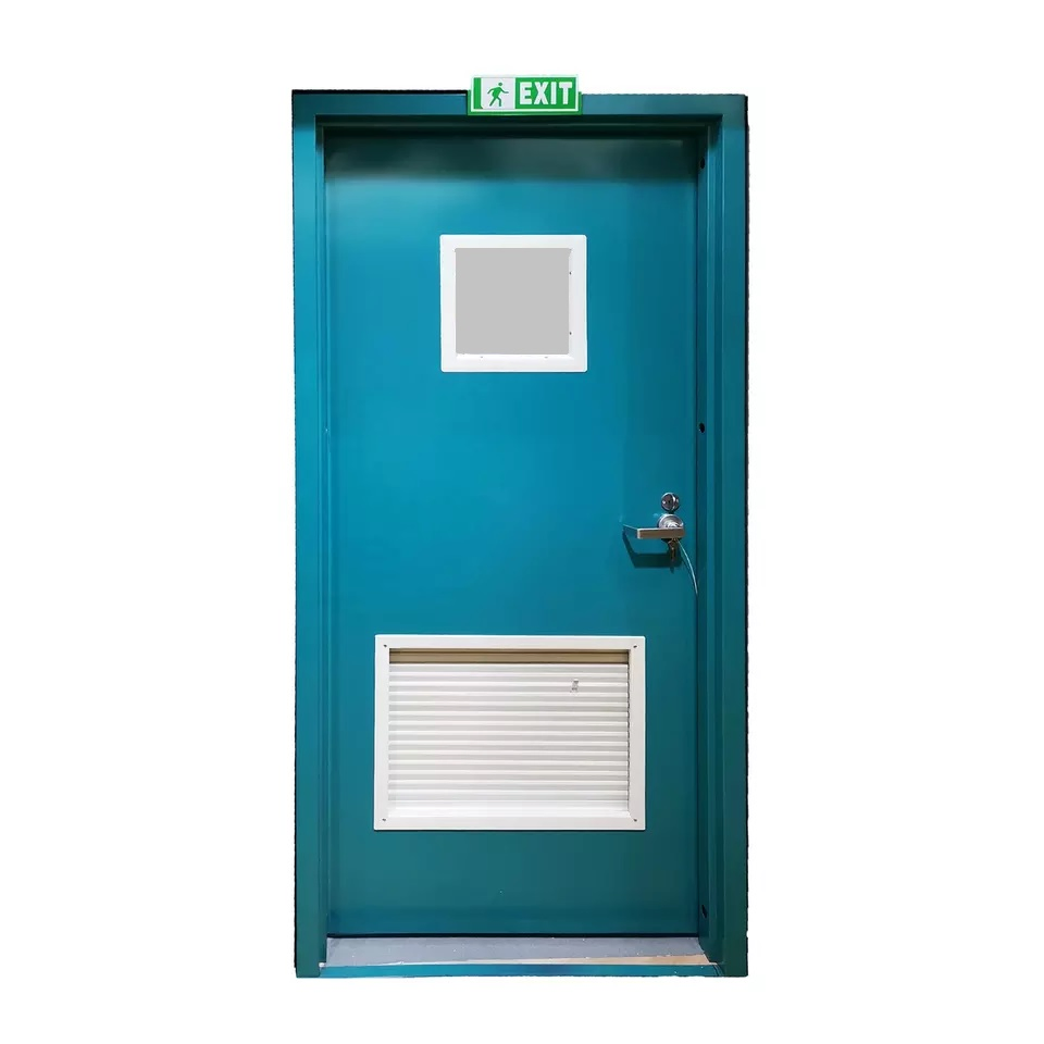 Single Leaf Fire Proof Door with Window and Louver Factory Good Price Louvered Steel Door